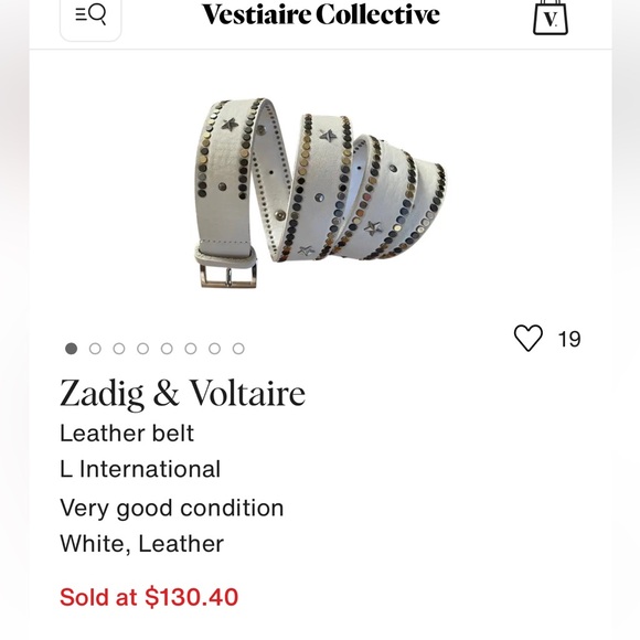 Zadig & Voltaire Starlight Leather Belt, Gold & Silver Studs & Stars, Like New - Picture 3 of 11